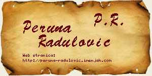 Peruna Radulović vizit kartica